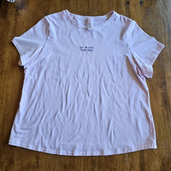 SKIMS Cotton Jersey "Out of Sight, In My Mind" Embroidered T-Shirt Baby Pink 4X - Picture 2 of 6